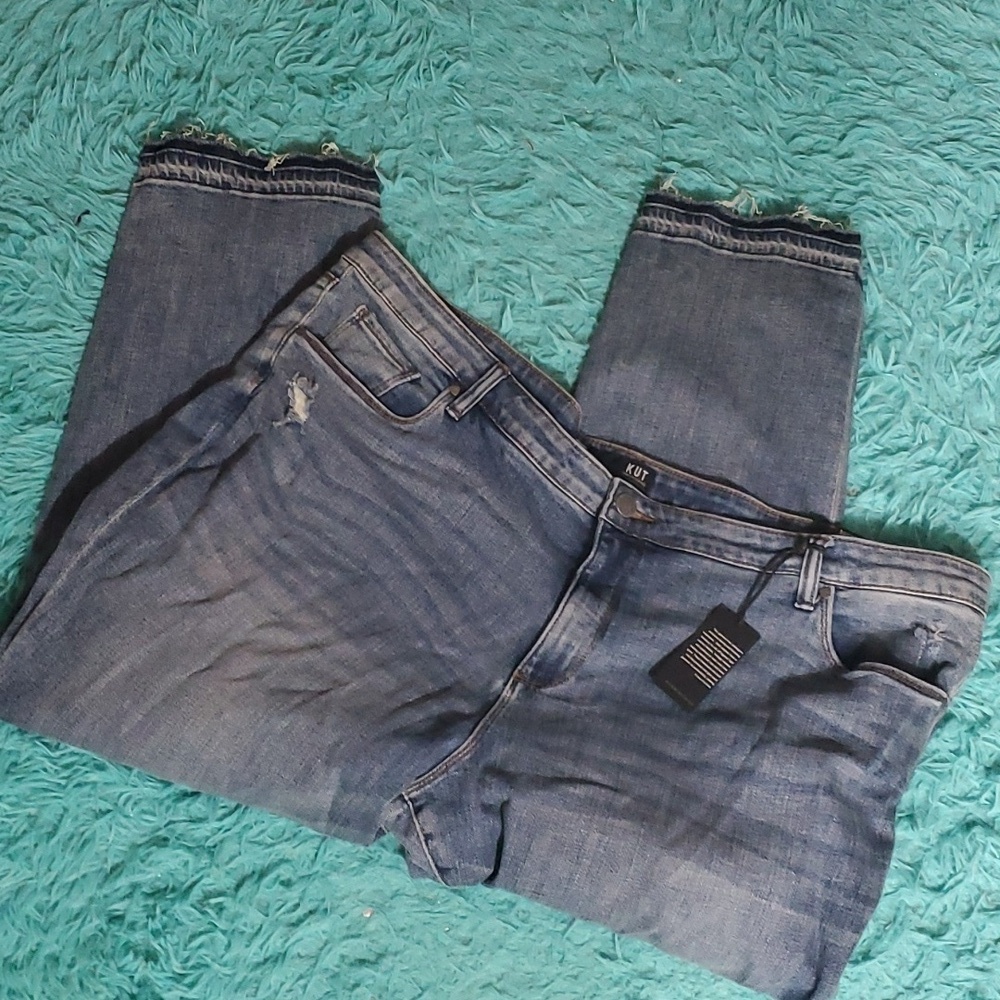 KUT NWT Raw Hem Distressed Reese Jeans